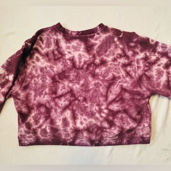 Royce Women's Pink Tie-Dye Long Sleeve Sweatshirts Crop Top Size Medium EUC - Picture 6 of 8